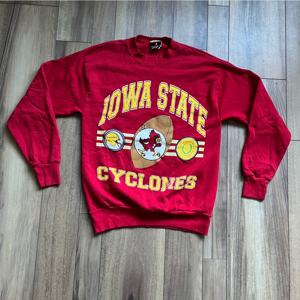 Vintage Iowa State Cyclones Football Sweatshirt in Red Size Large Made in USA